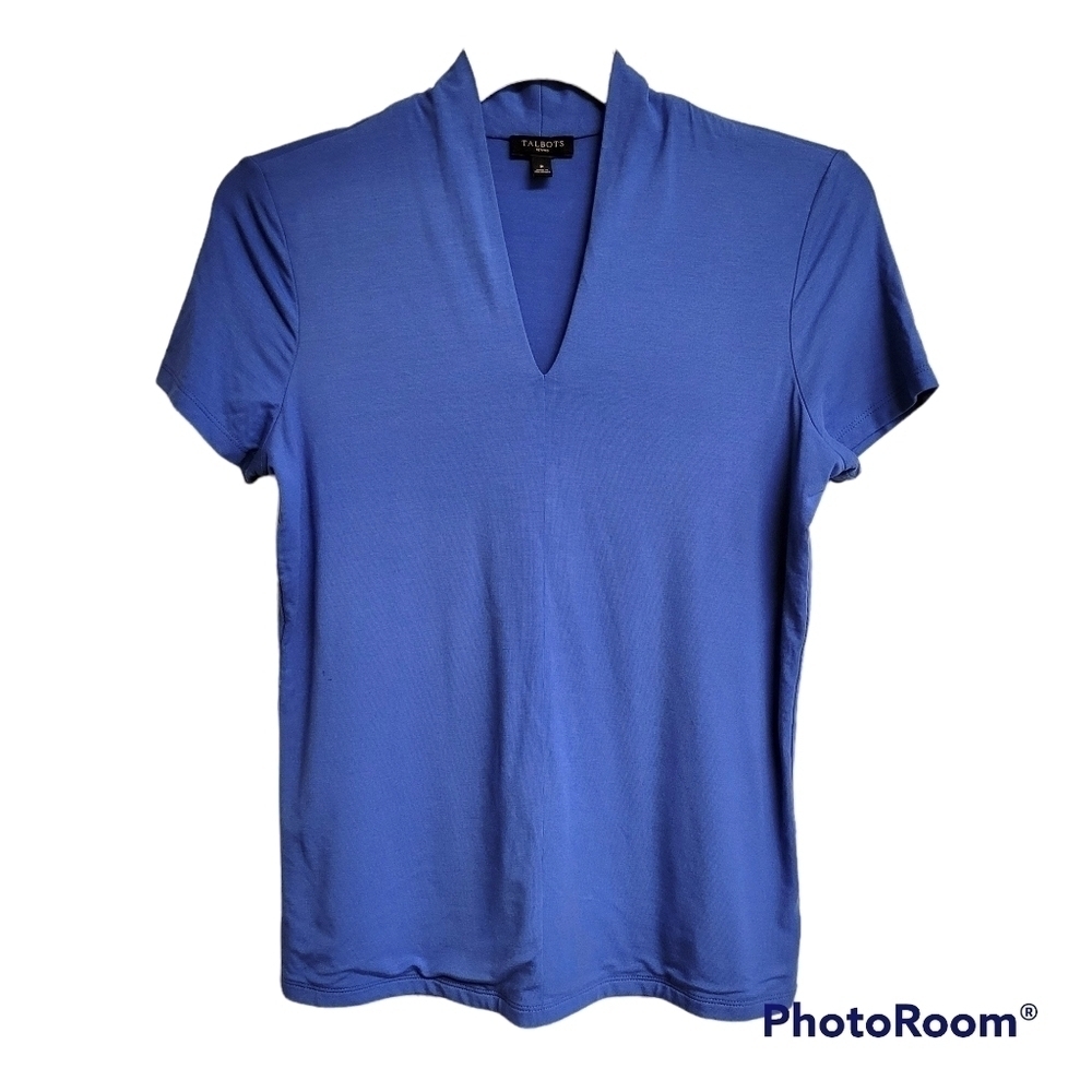 Talbots Blue‎ V-Neck Short Sleeve Top Size P